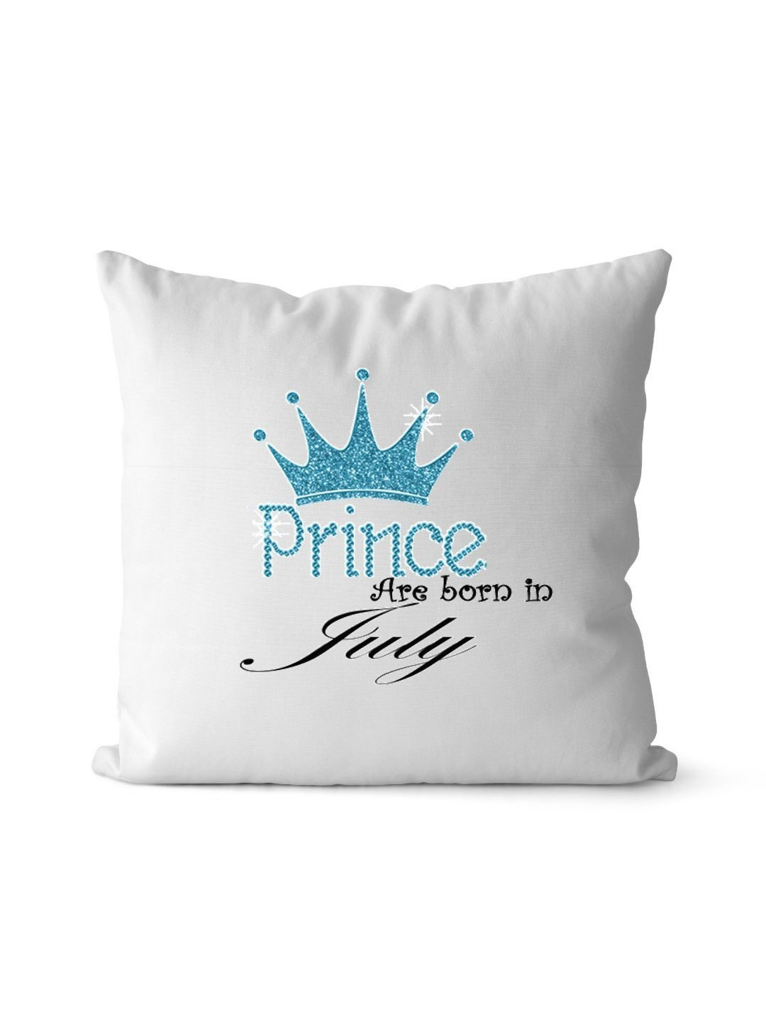 Loops n knots White & Blue Prince Are Born In July Printed Pre-Filled Cushion