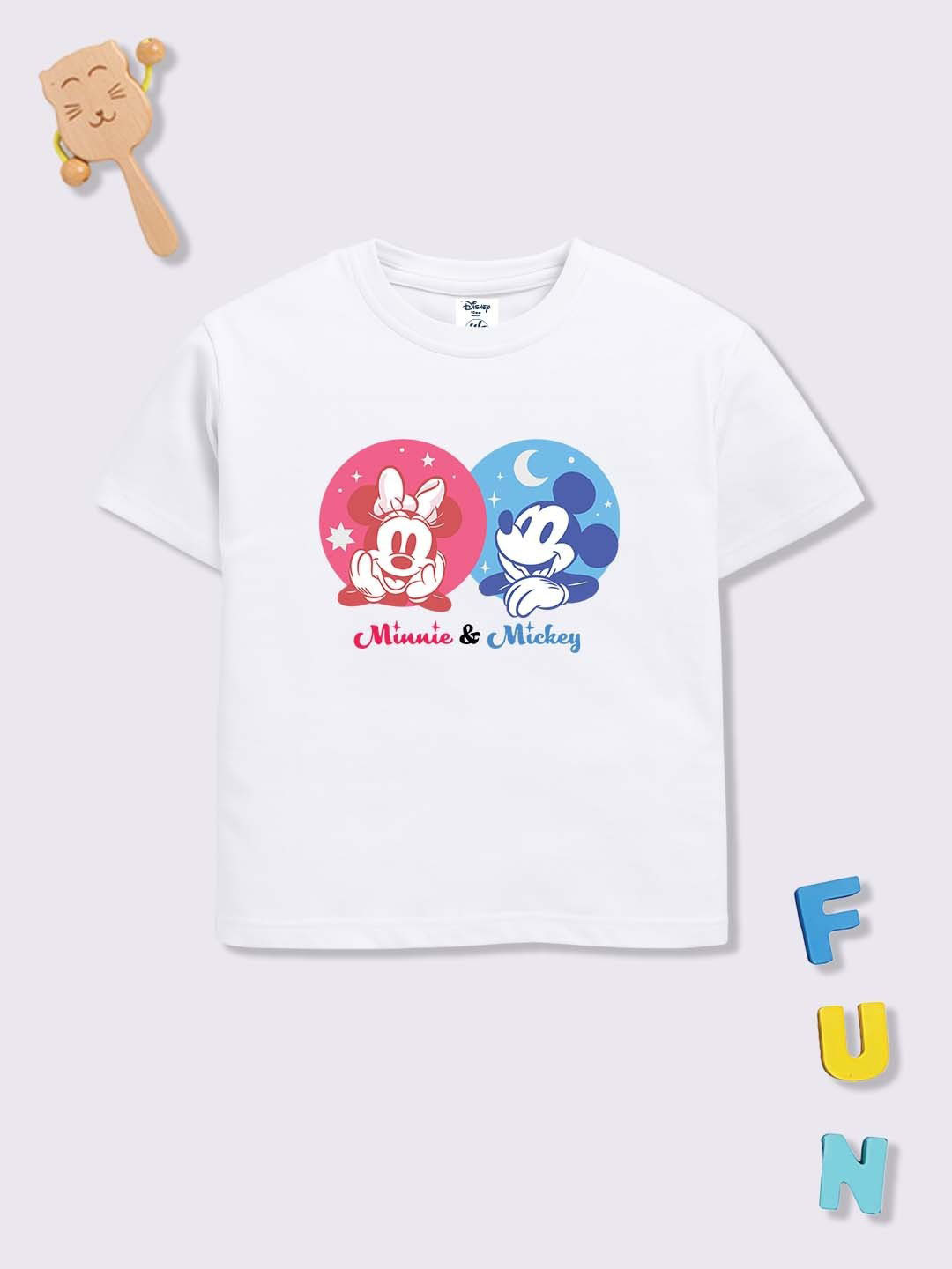 YK Disney Girls Mickey & Minnie Printed T-Shirt