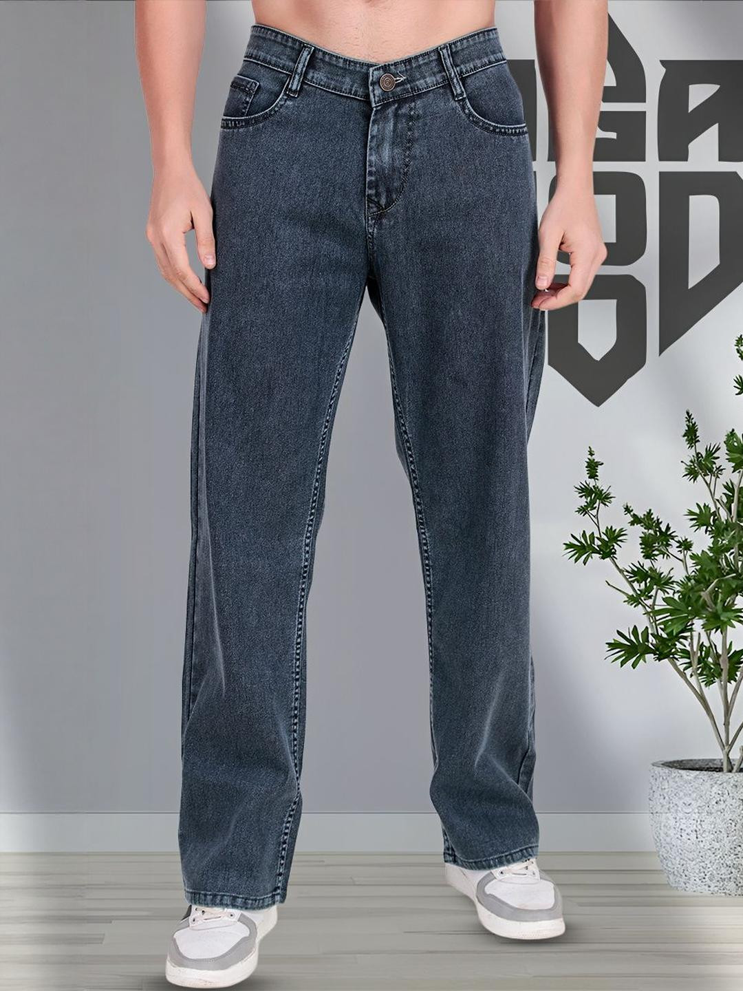 ANGERHOOD Men Straight Fit Mid-Rise Light Fade Jeans