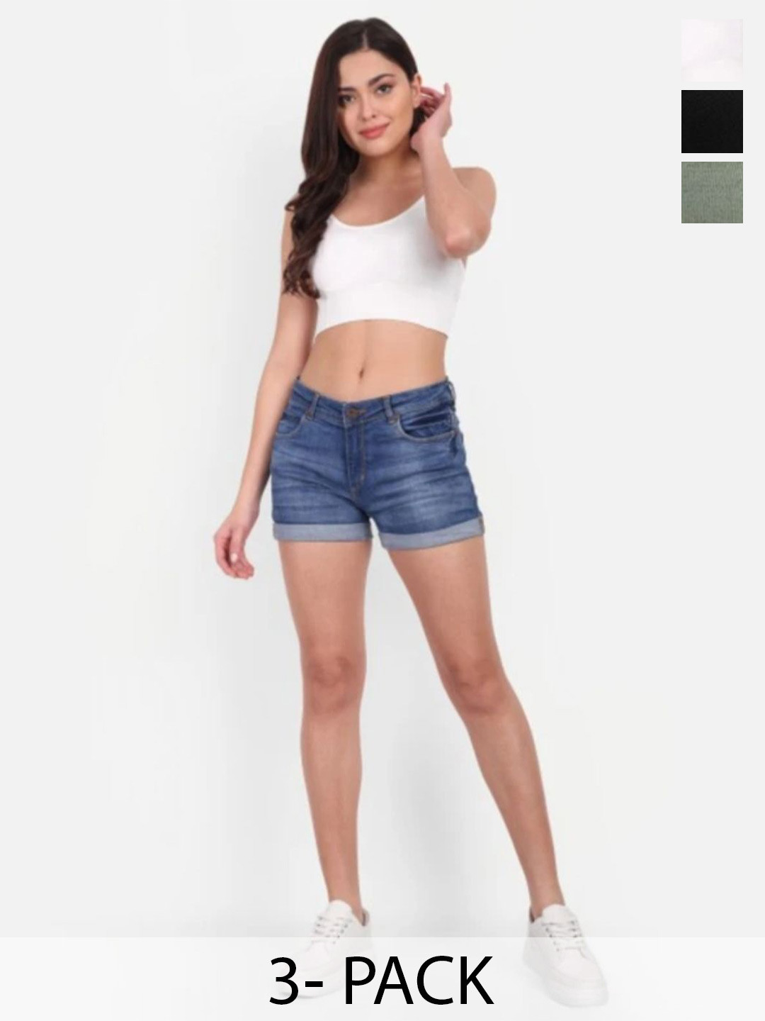 SHREEALAKHIMPEXRAMSINGH Women Pack of 3 Fitted Crop Top