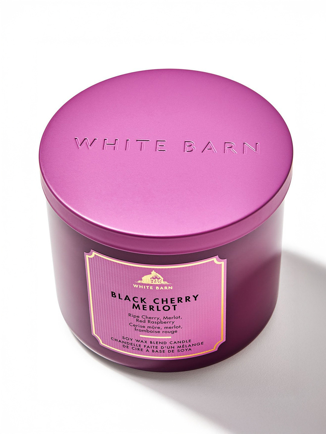 Bath & Body Works White Barn Black Cherry Merlot Soy Wax Blend 3-Wick Candle - 411 g