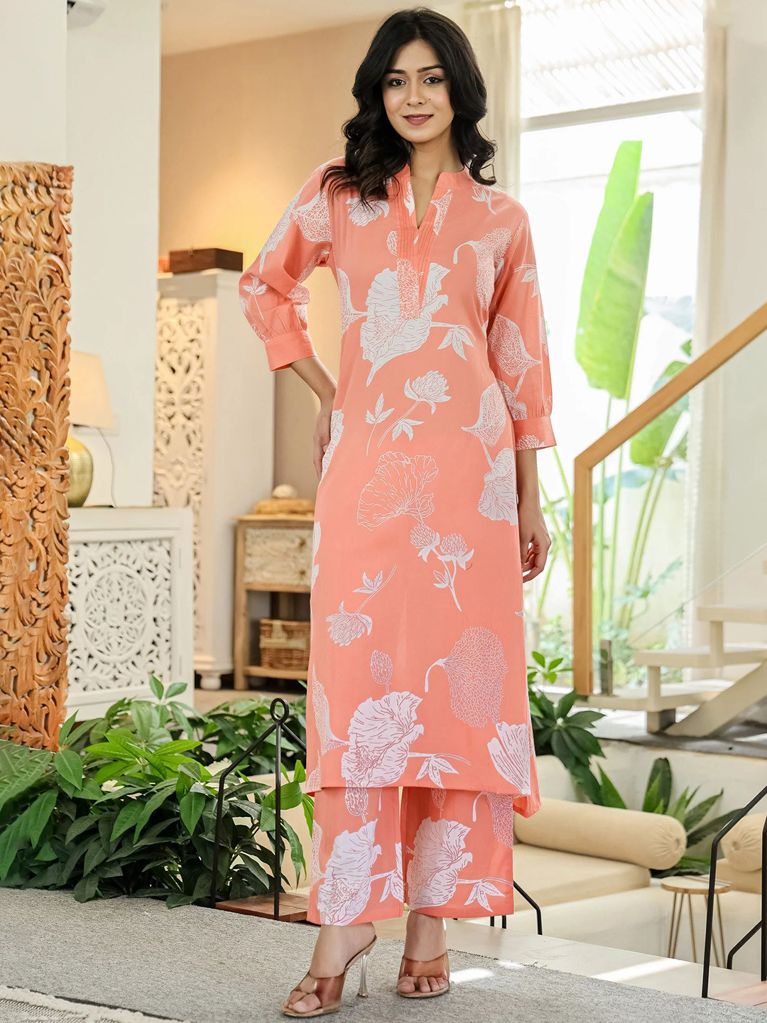 IRAYA JAIPUR Women Floral Printed Regular Pure Cotton Kurta with Palazzos