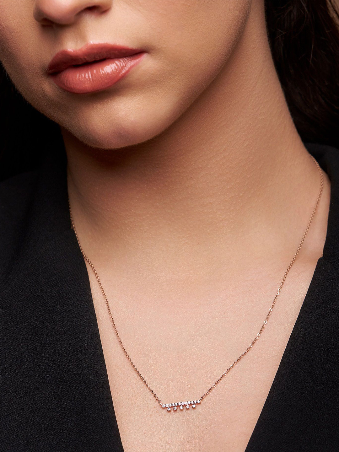 KYMEE 18K Gold Vermeil Stone Studded Vermeil Star and Bar Style Chain