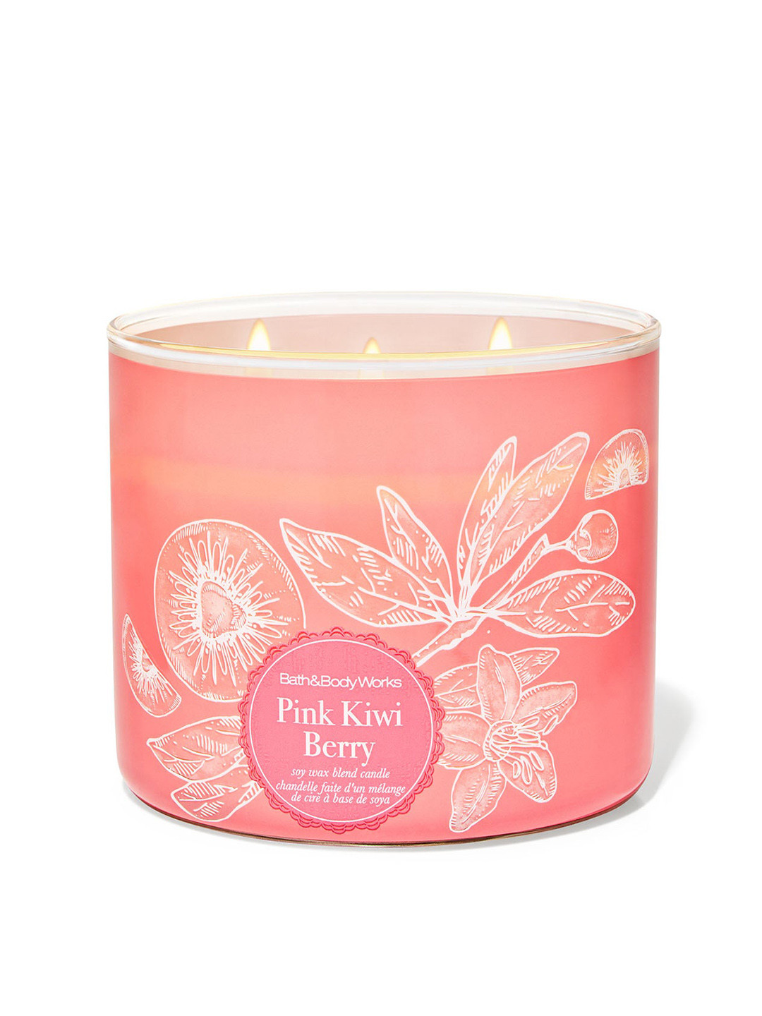 Bath & Body Works Pink Kiwi Berry Soy Wax Blend 3-Wick Candle - 411 g