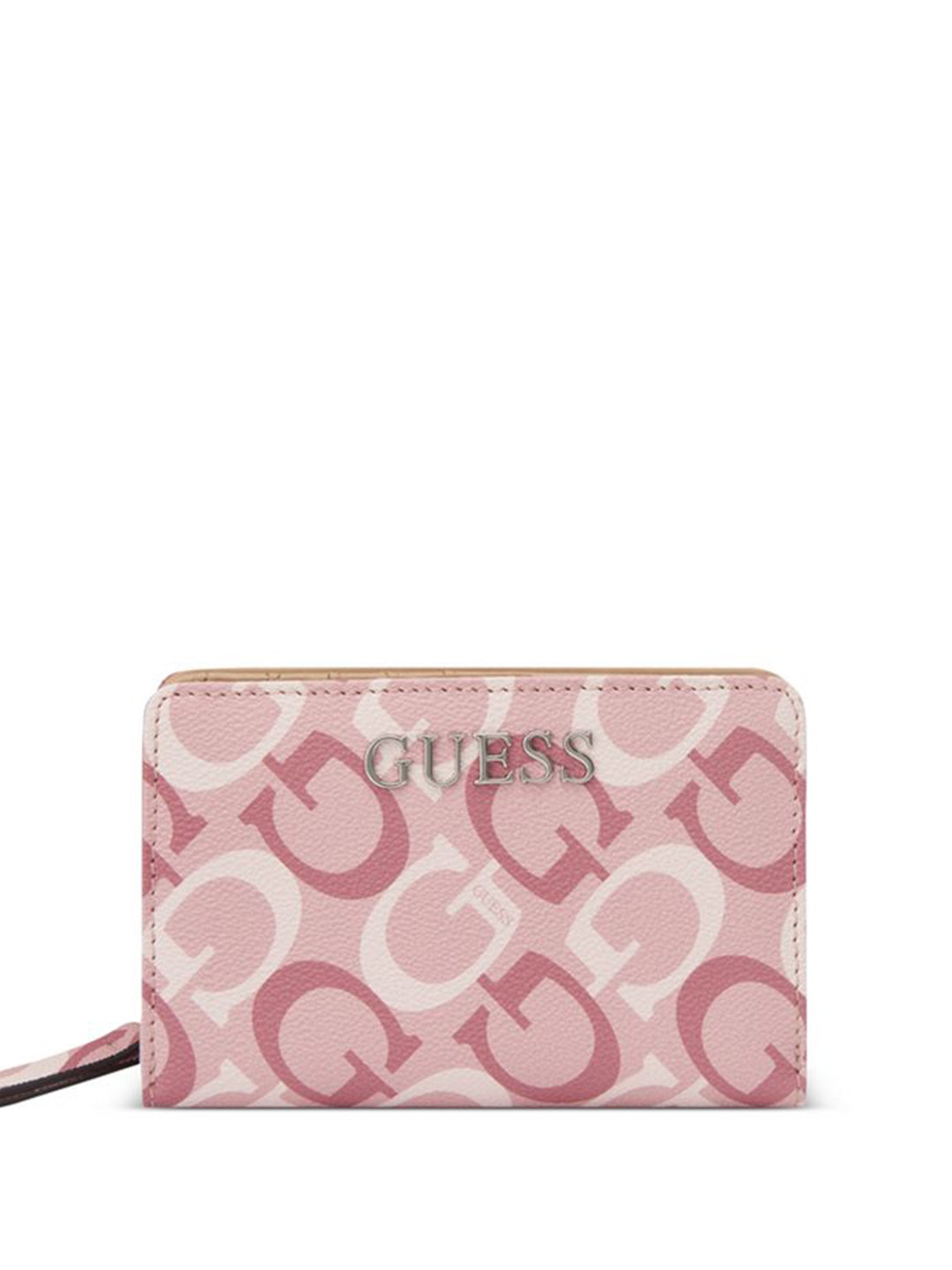 GUESS Women Pink Typography Zip Around Wallet