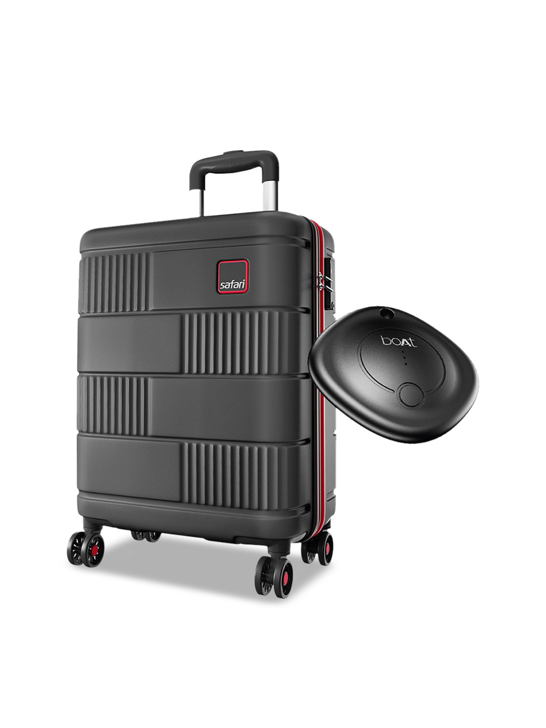 Safari Unisex Textured Hard-Sided Cabin GPS Enabled Trolley Suitcase With Tag