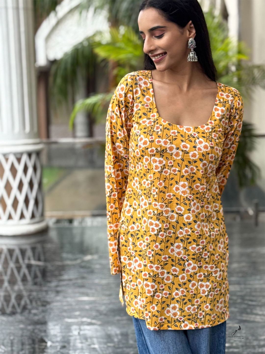 DEASHA INDIA Women Floral Printed Square Neck Pure Cotton Kurti