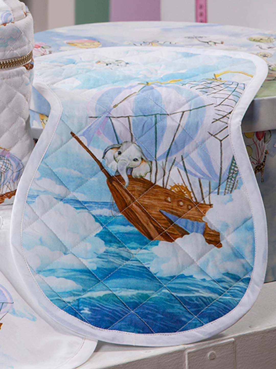 THE BABY TRUNK Infants Ele's Printed Cotton Burp Cloth