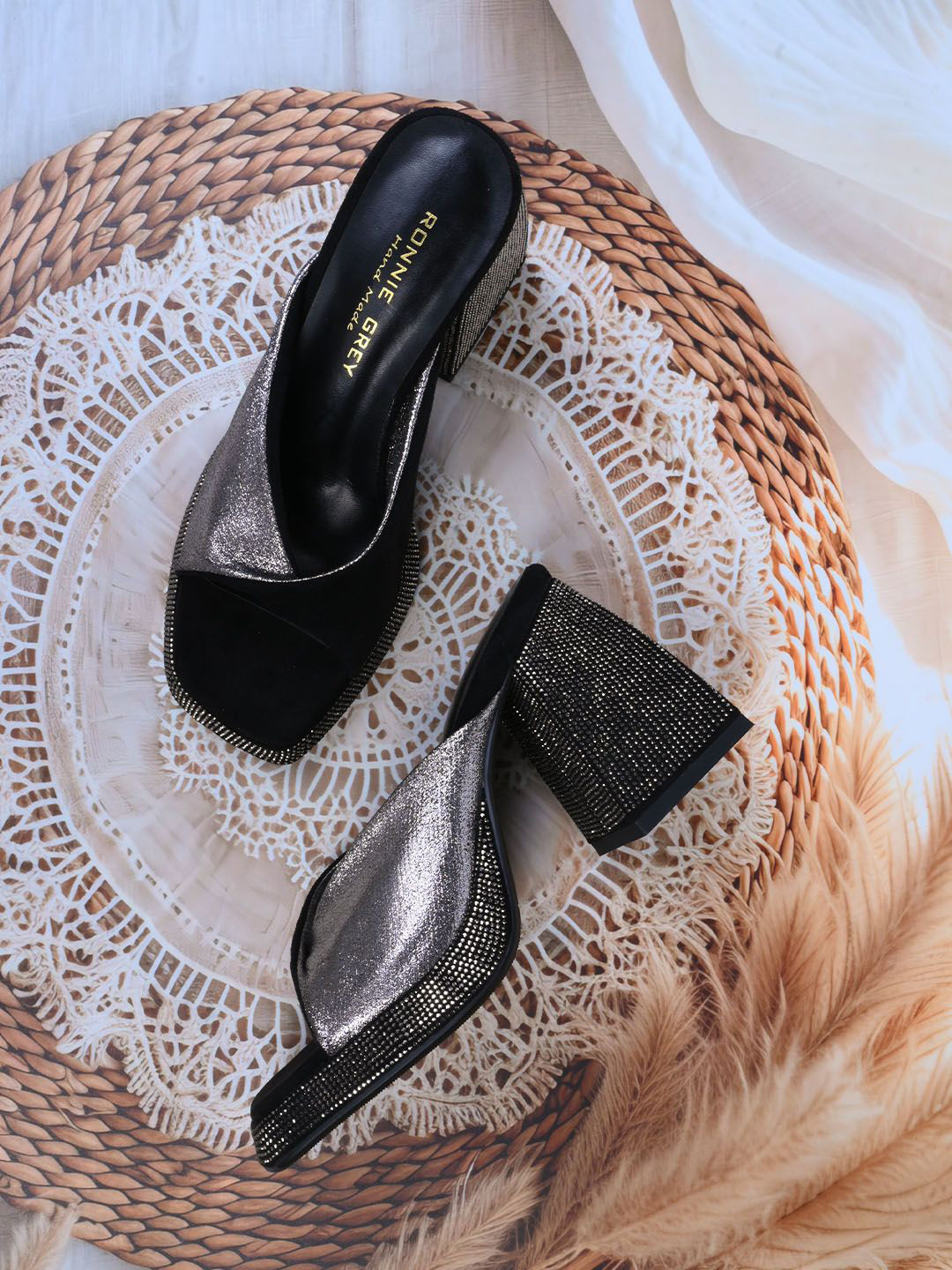 Ronnie Grey Women Embellished Metallic Glitter Sandals