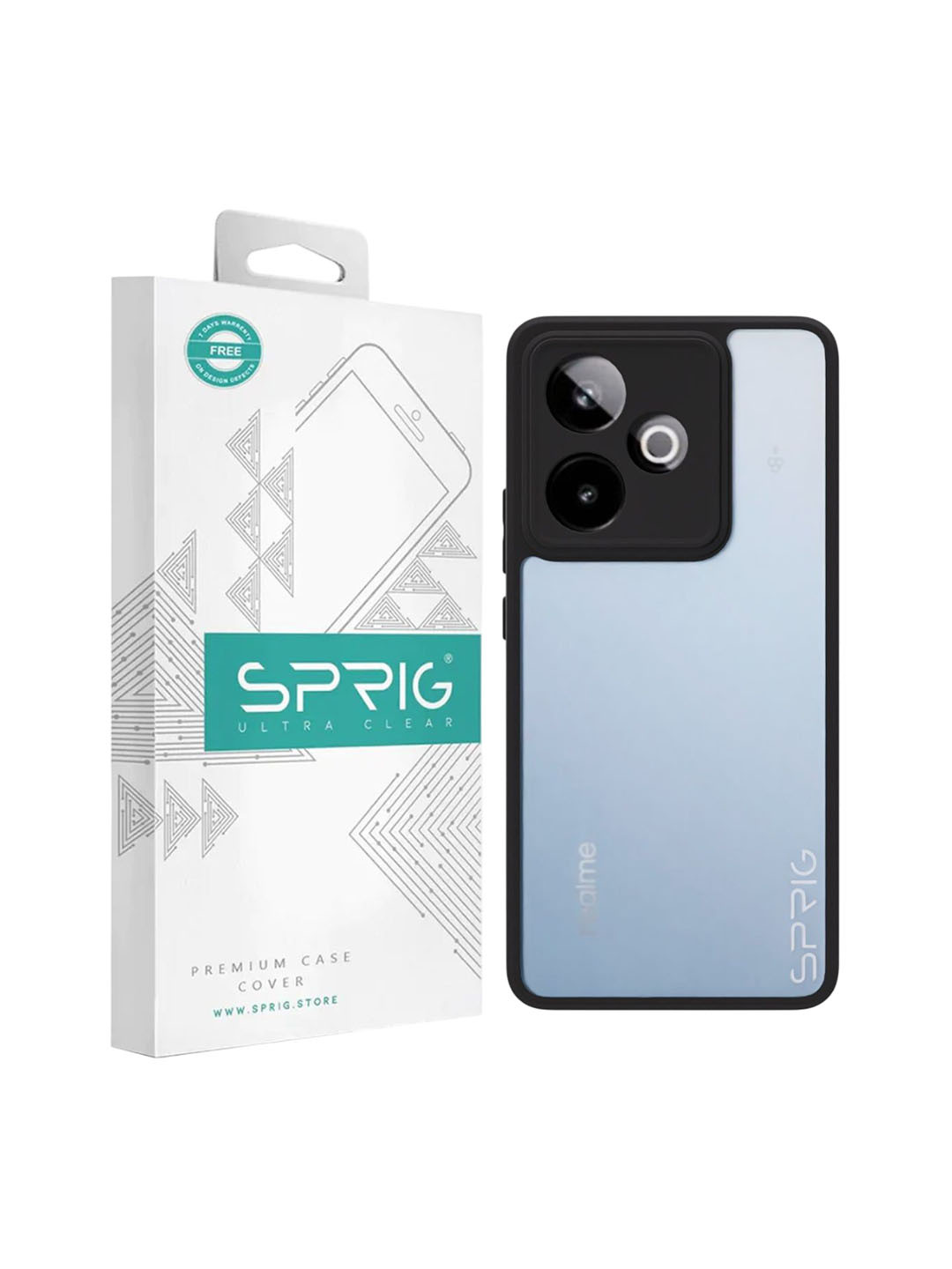 SPRIG Realme GT 7T Matte Black Transparent Back Cover