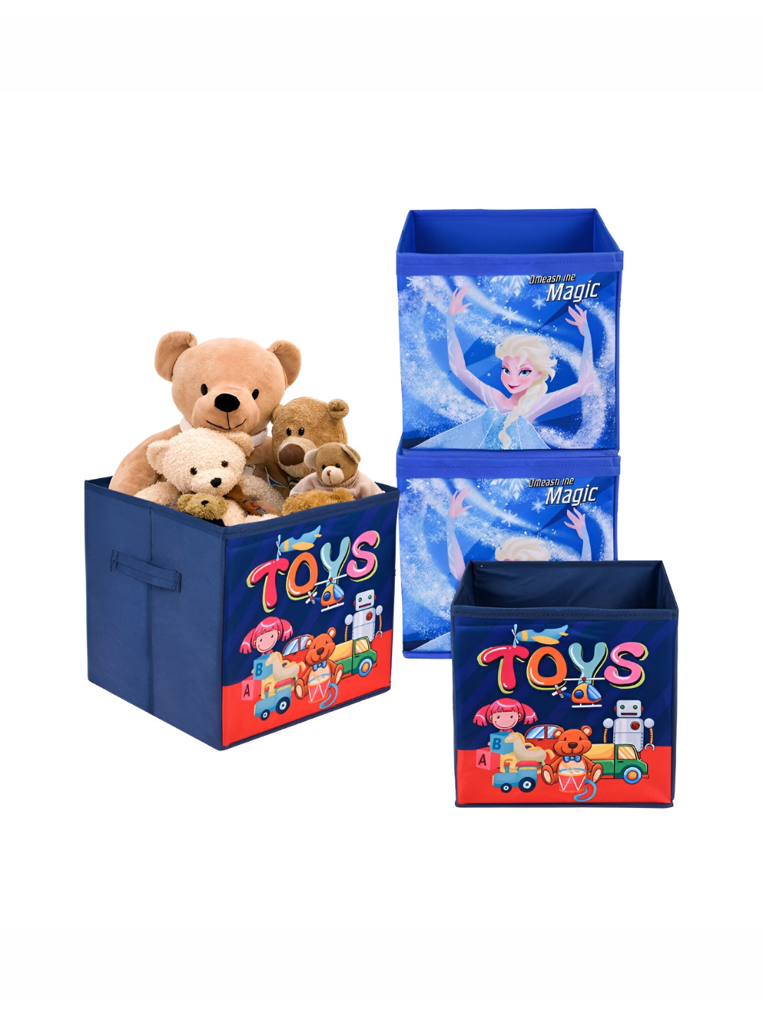 Aura Navy Blue & Blue 4 Pieces Printed Storage Box Organisers