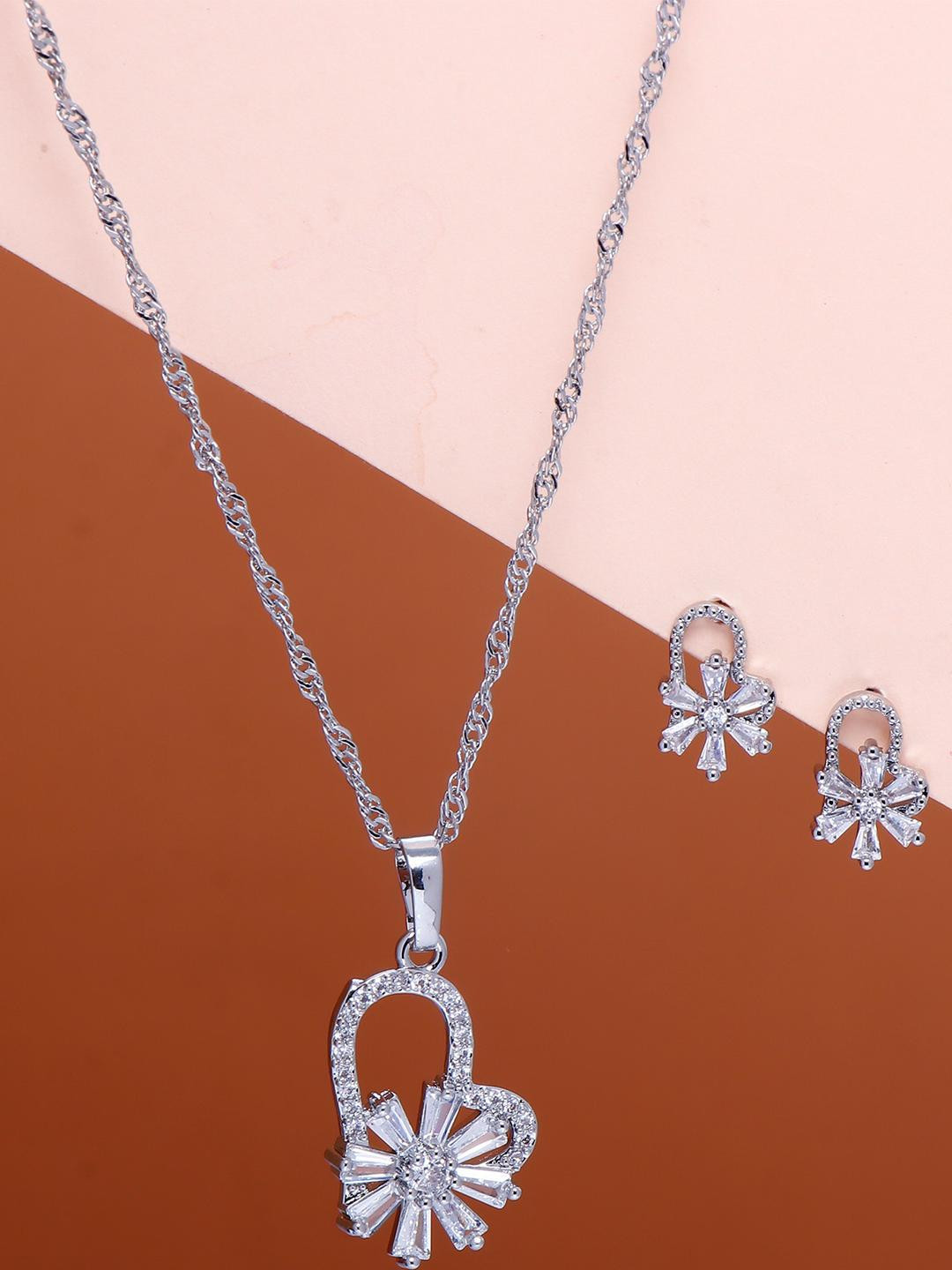 Archies Blush Bloom Pendant with Earring Set of 3