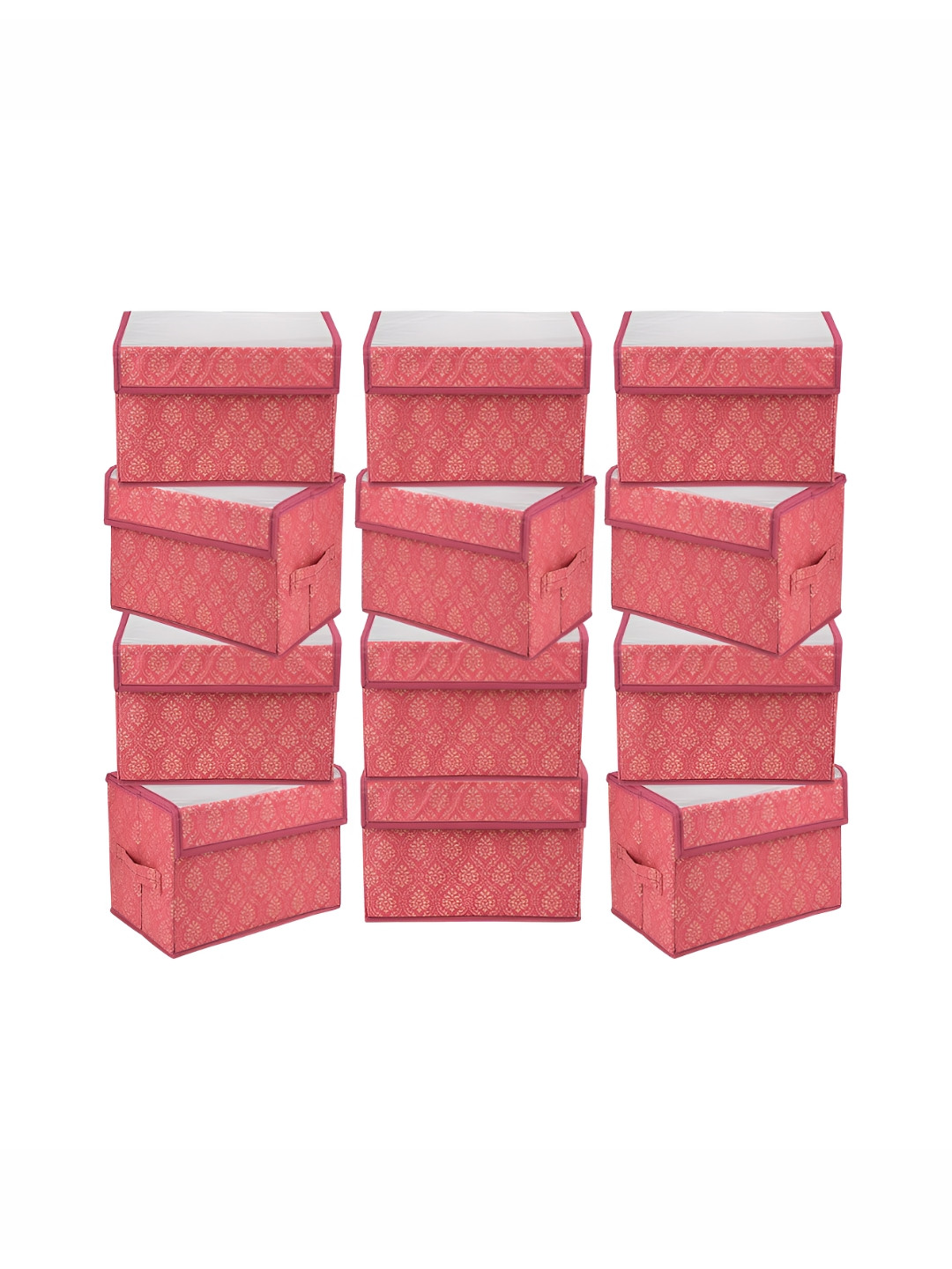 Aura Maroon & Gold Toned 12 Pieces Foldable Drawer Box Organisers