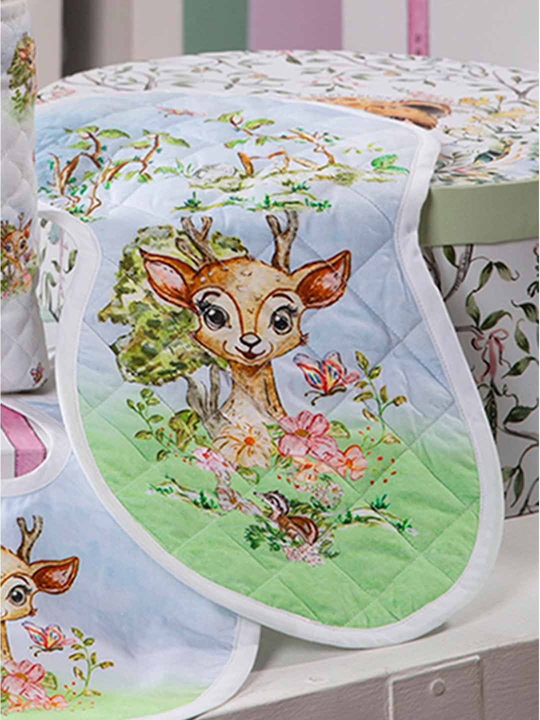 THE BABY TRUNK Kids Infants Bambi Printed Cotton Bib