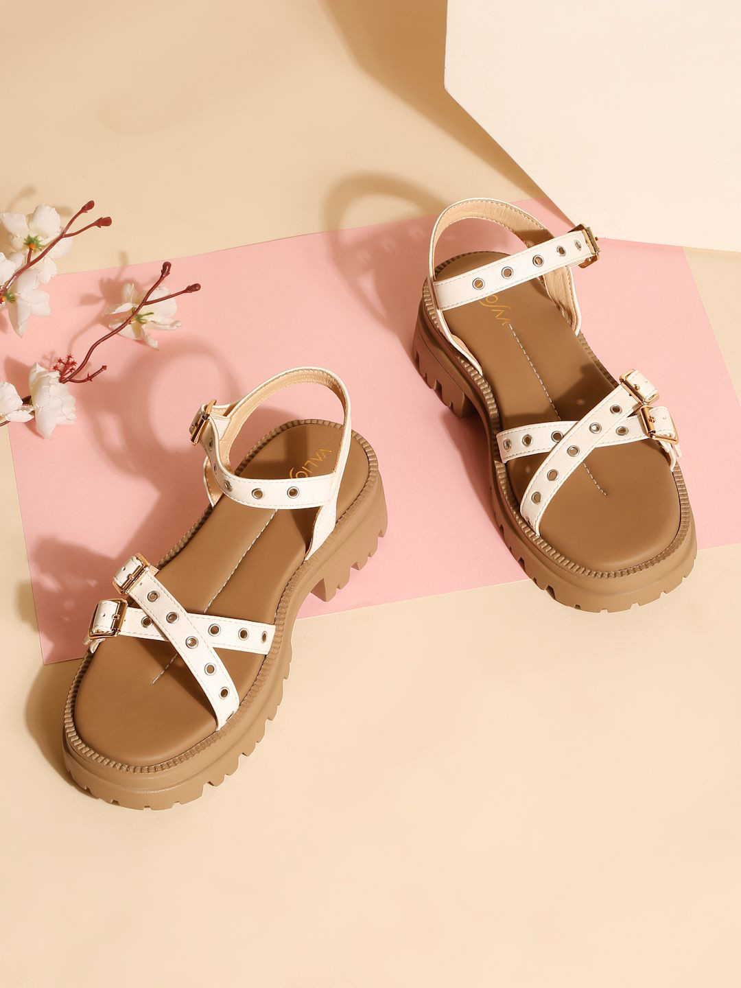 VALIOSAA Women Platform Heels Sandals with Buckles
