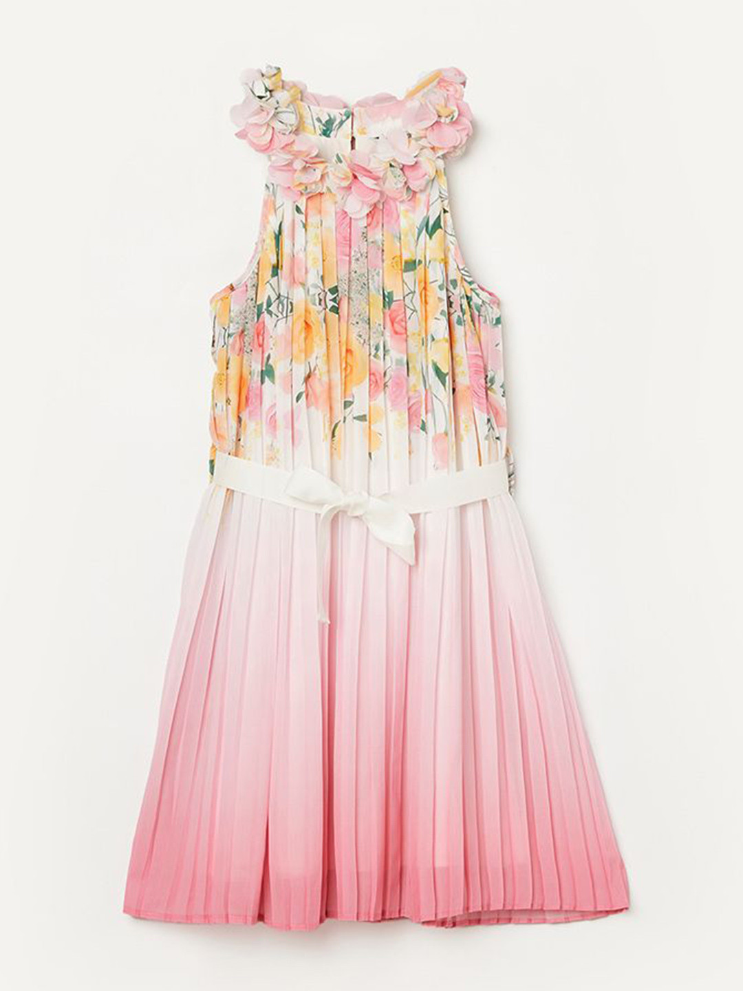 Fame Forever by Lifestyle Girls Floral Printed Halter Neck Cotton Belted Maxi Dress