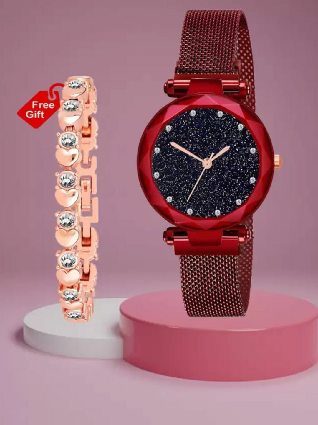 Miss Perfect Unisex Embellished Watch with Bracelet Set