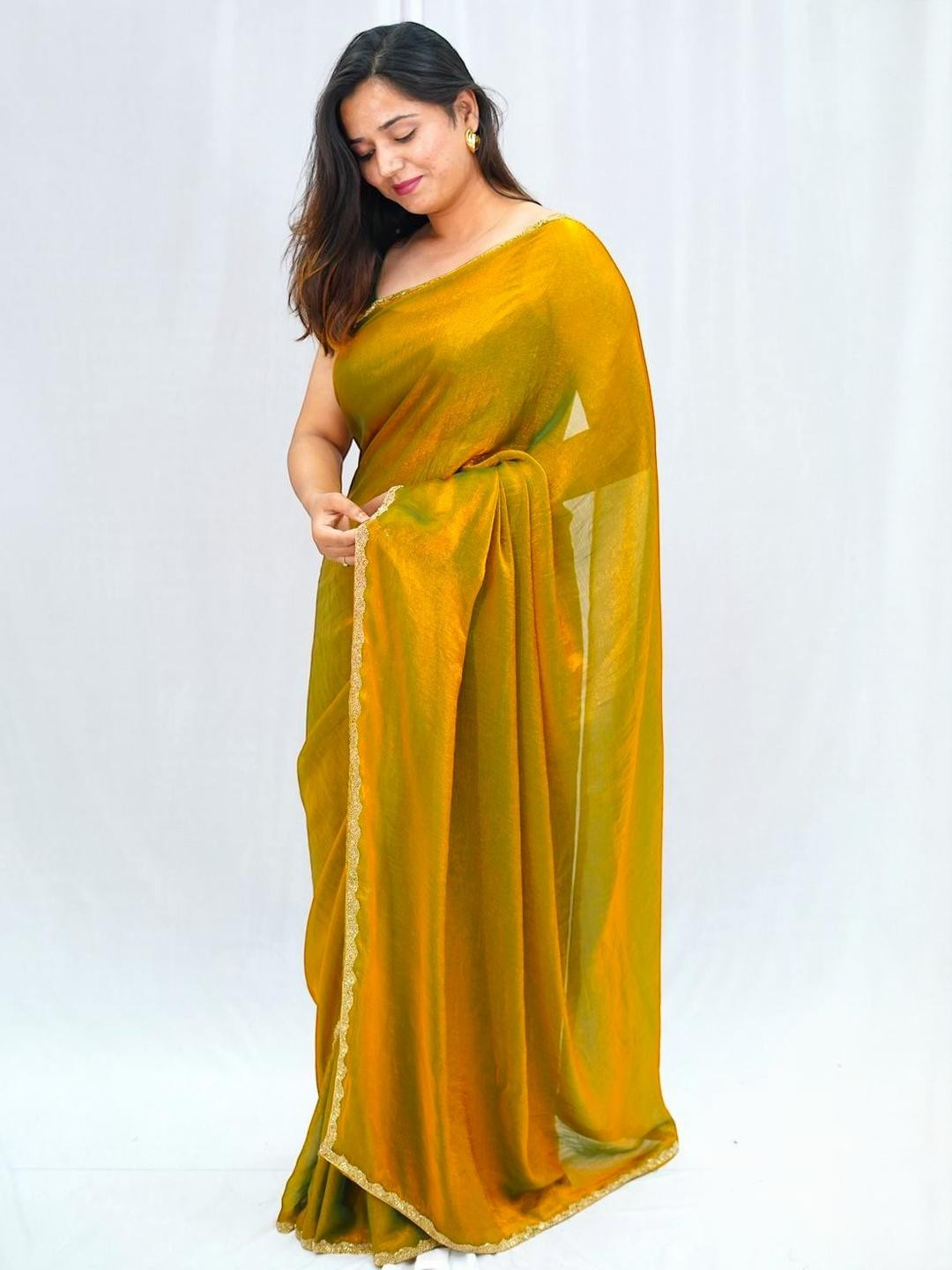 D tales Embellished Border Beads and Stones Saree