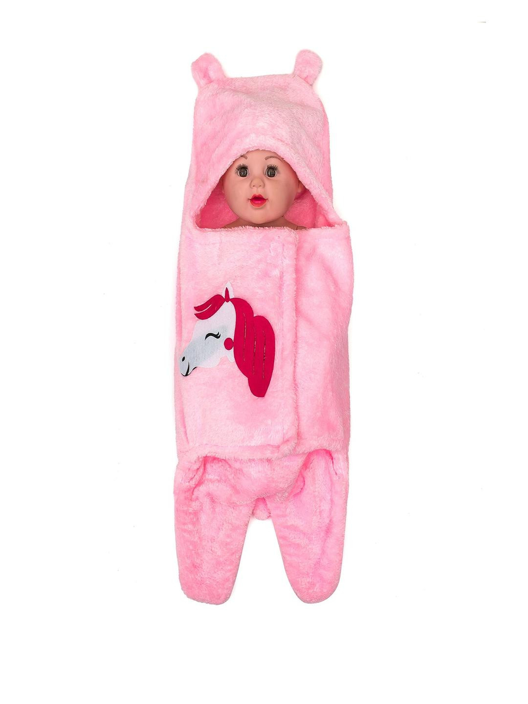 SIDLY PIDLY Unisex Kids pink Solid Double Layered Unicorn Print Sleeping Bag