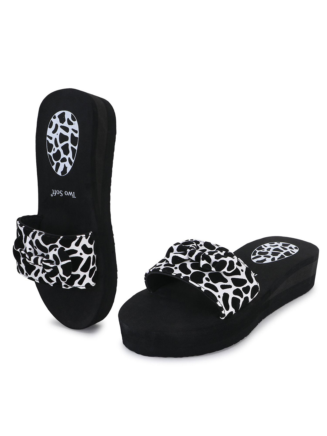 TWO SOFT Women Pack Of 2 Open Toe Wedge Heels Sandals