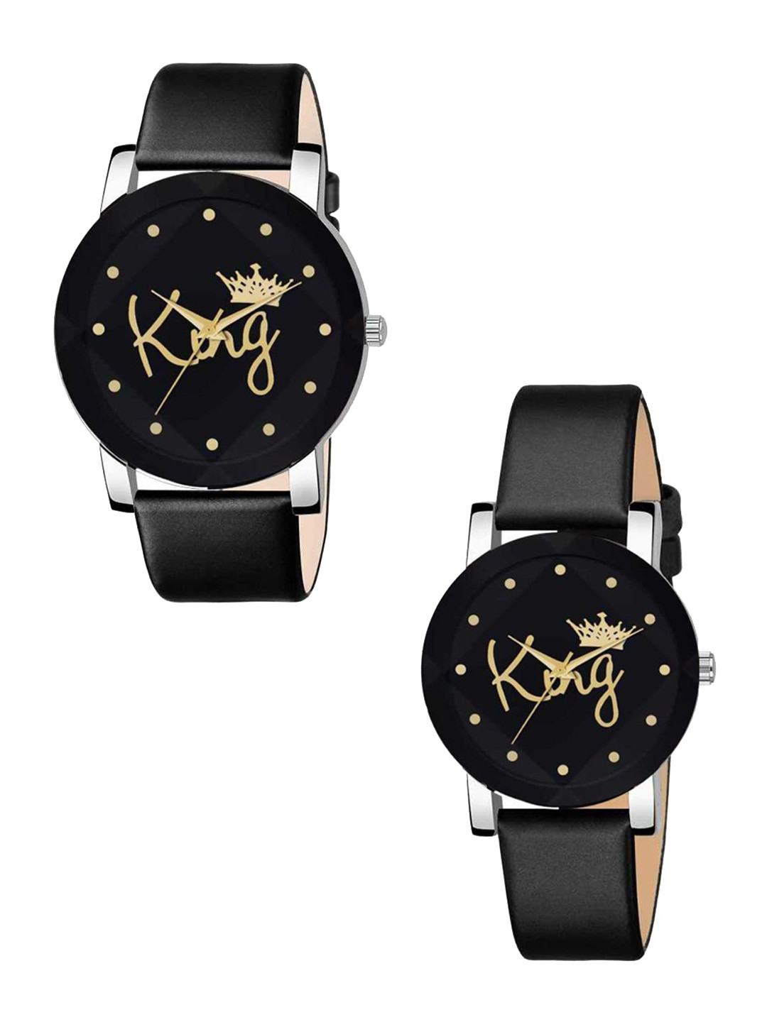 Miss Perfect Men Pack Of 2 Printed Round Dial & Leather Straps Analogue Watch Cy38