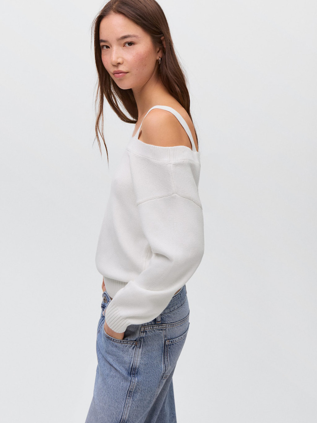MANGO Girls Cotton Off-Shoulder Pullover