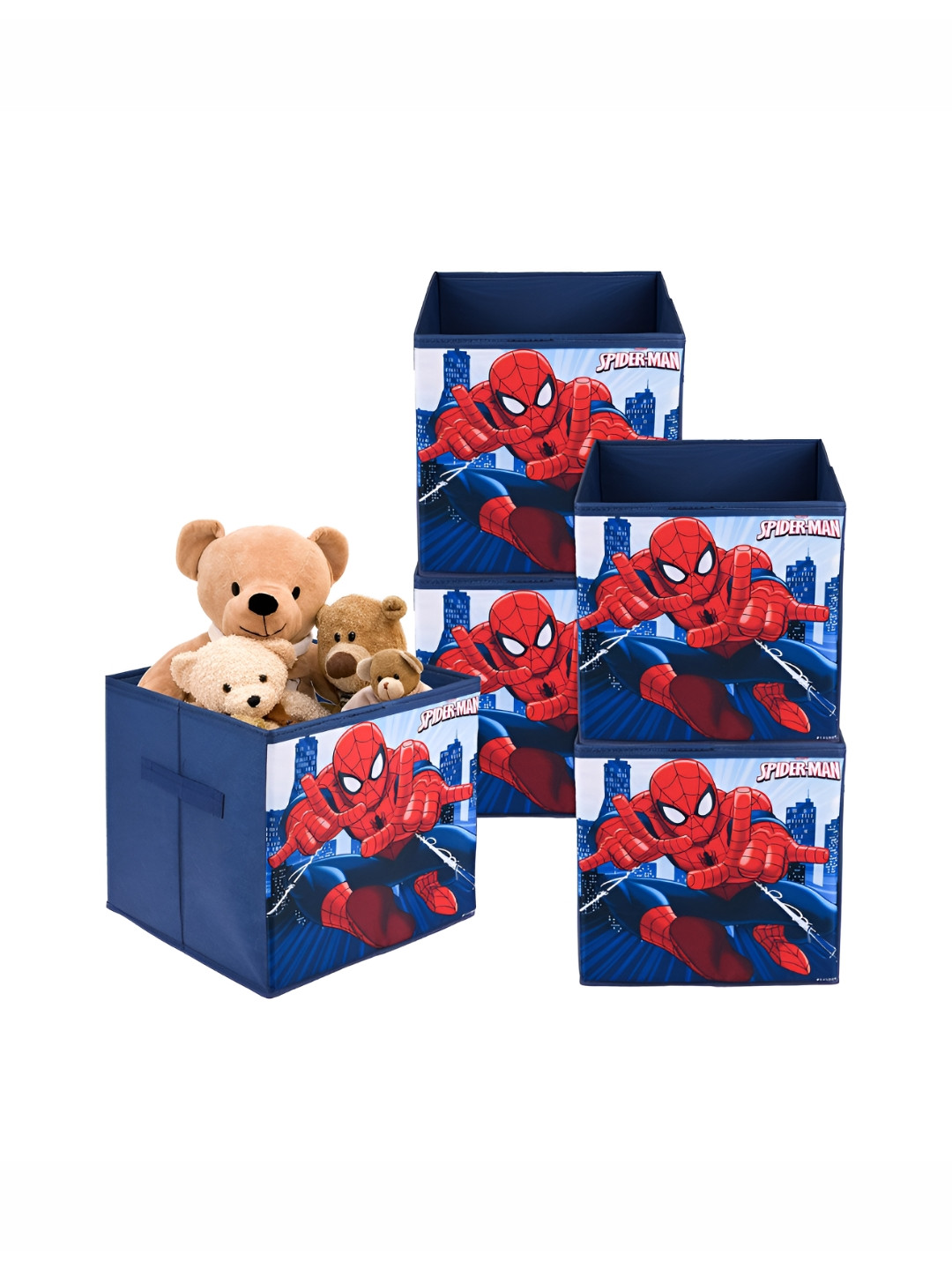 Aura Navy Blue & Red 5 Pieces Marvel Spiderman Printed Multi-Utility Organisers