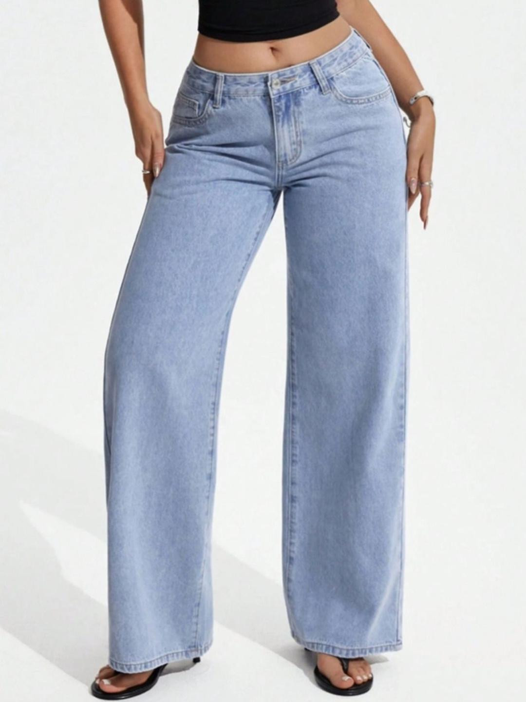 FMW Women Wide Leg High-Rise Clean Look No Fade Jeans