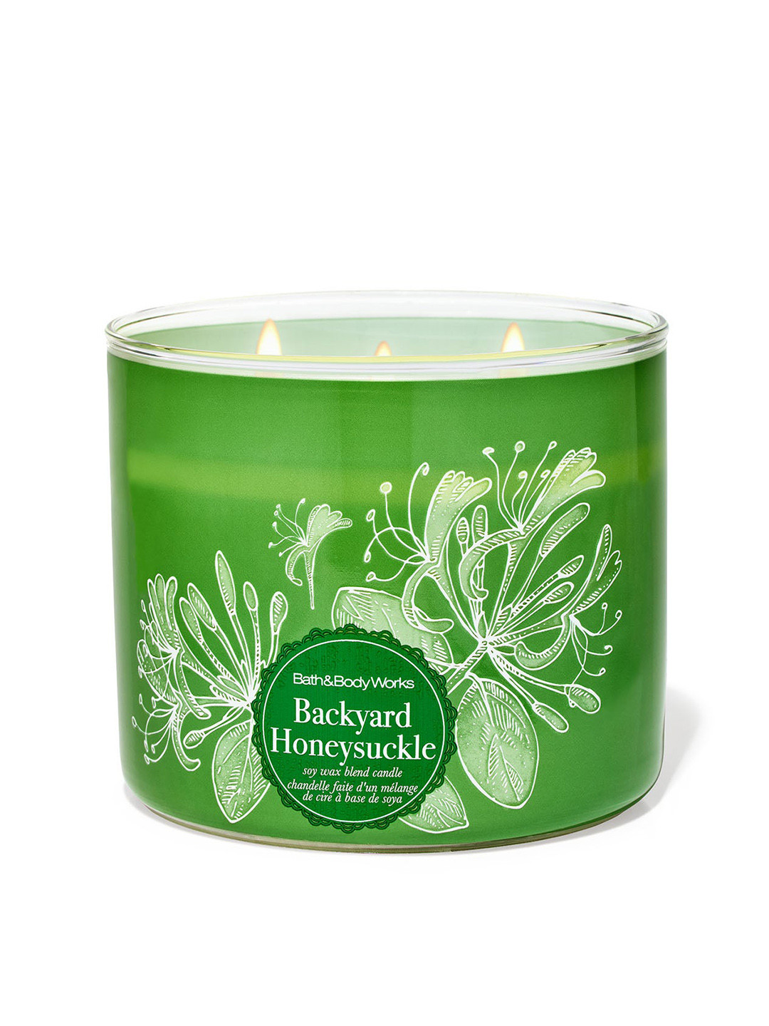 Bath & Body Works Backyard Honeysuckle Soy Wax Blend 3-Wick Candle - 411 g
