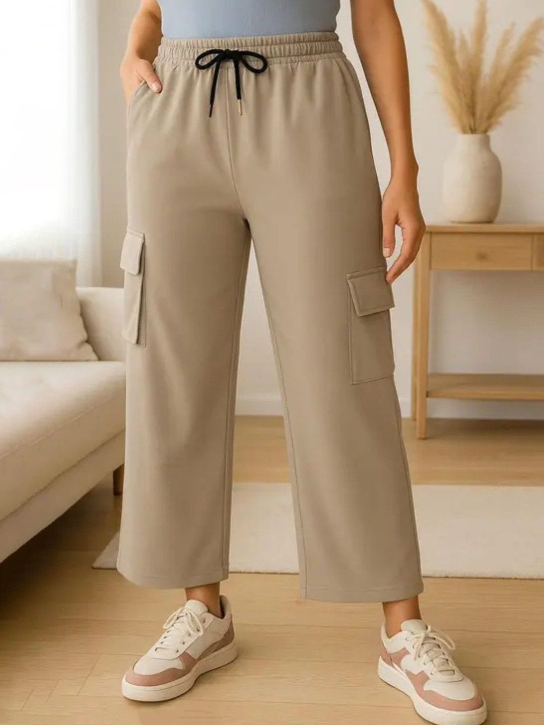 FRIENDLY TOUCH Women Mid-Rise Cargo Track Pants