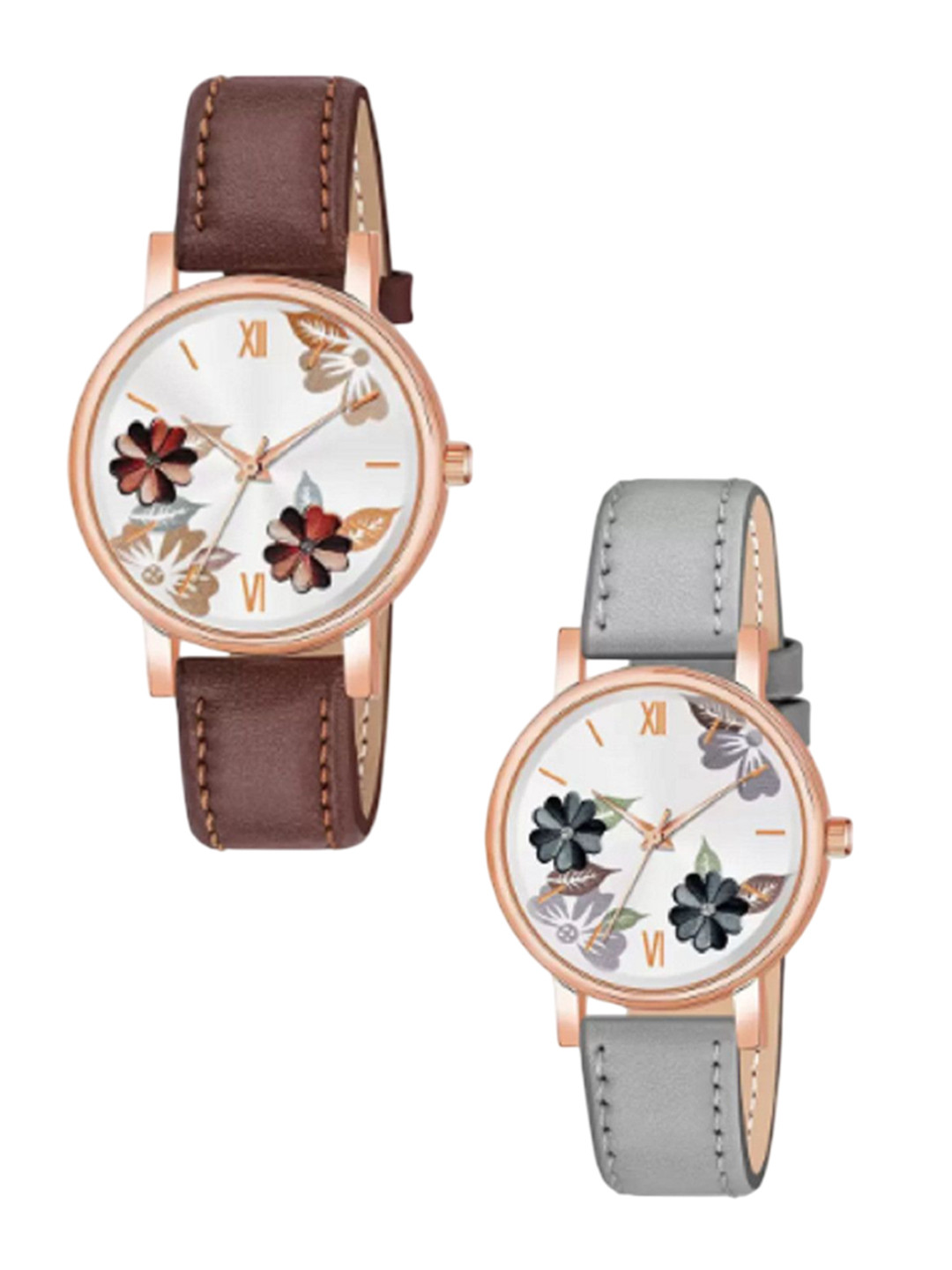 Miss Perfect Unisex Printed Dial & Leather Straps Analogue Watch LJ479