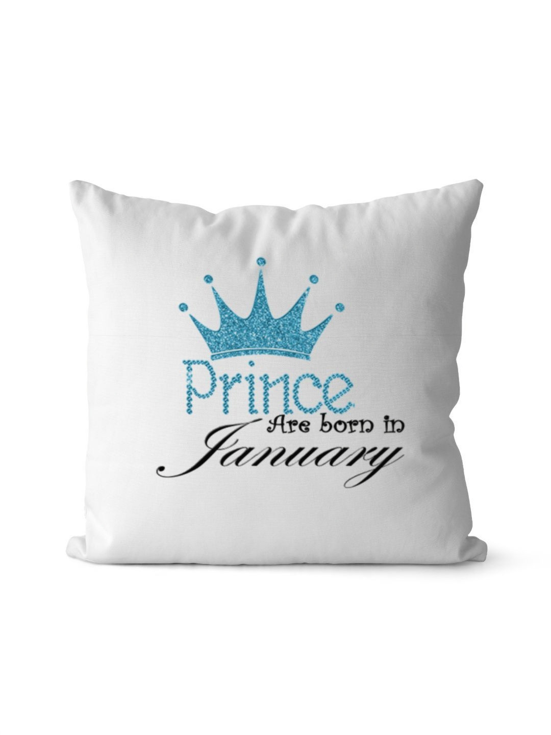 Loops n knots White & Blue Prince Are Born In January Printed Pre-Filled Cushion