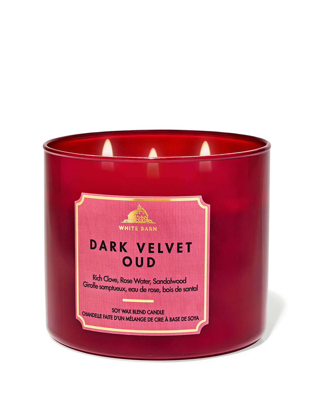 Bath & Body Works White Barn Dark Velvet Oud Soy Wax Blend 3-Wick Candle - 411 g