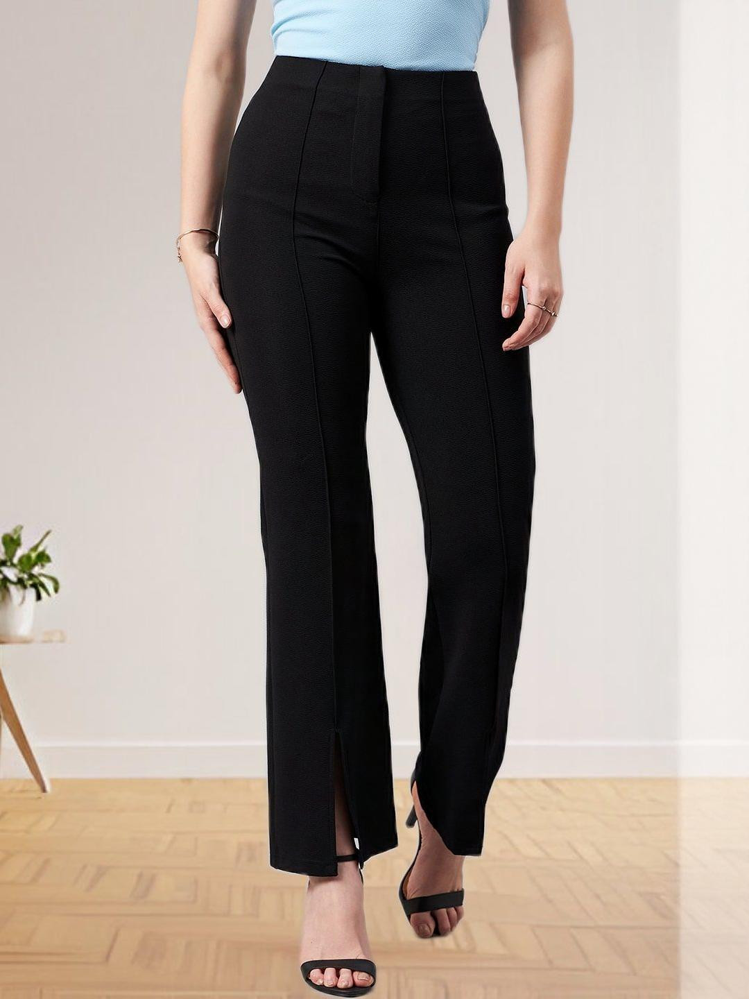 R.Code by The Roadster Life Co. Women Front Slit Flared High-Rise Trousers