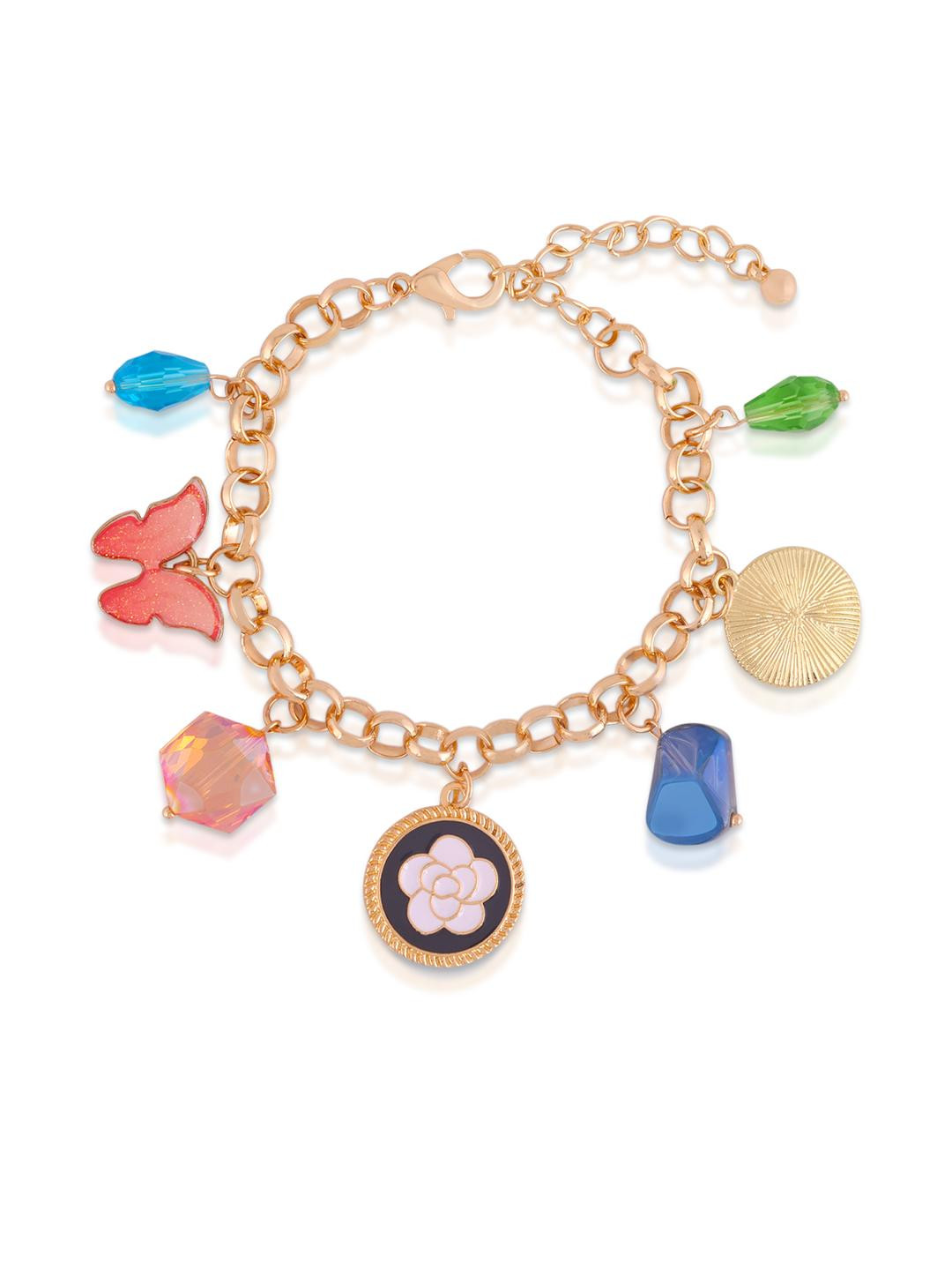 CROWN NINE Women Gold-Plated Alloy Artificial Stones & Beads Bracelet