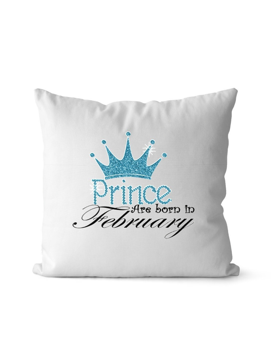 Loops n knots White & Blue Prince Are Born In February Printed Pre-Filled Cushion