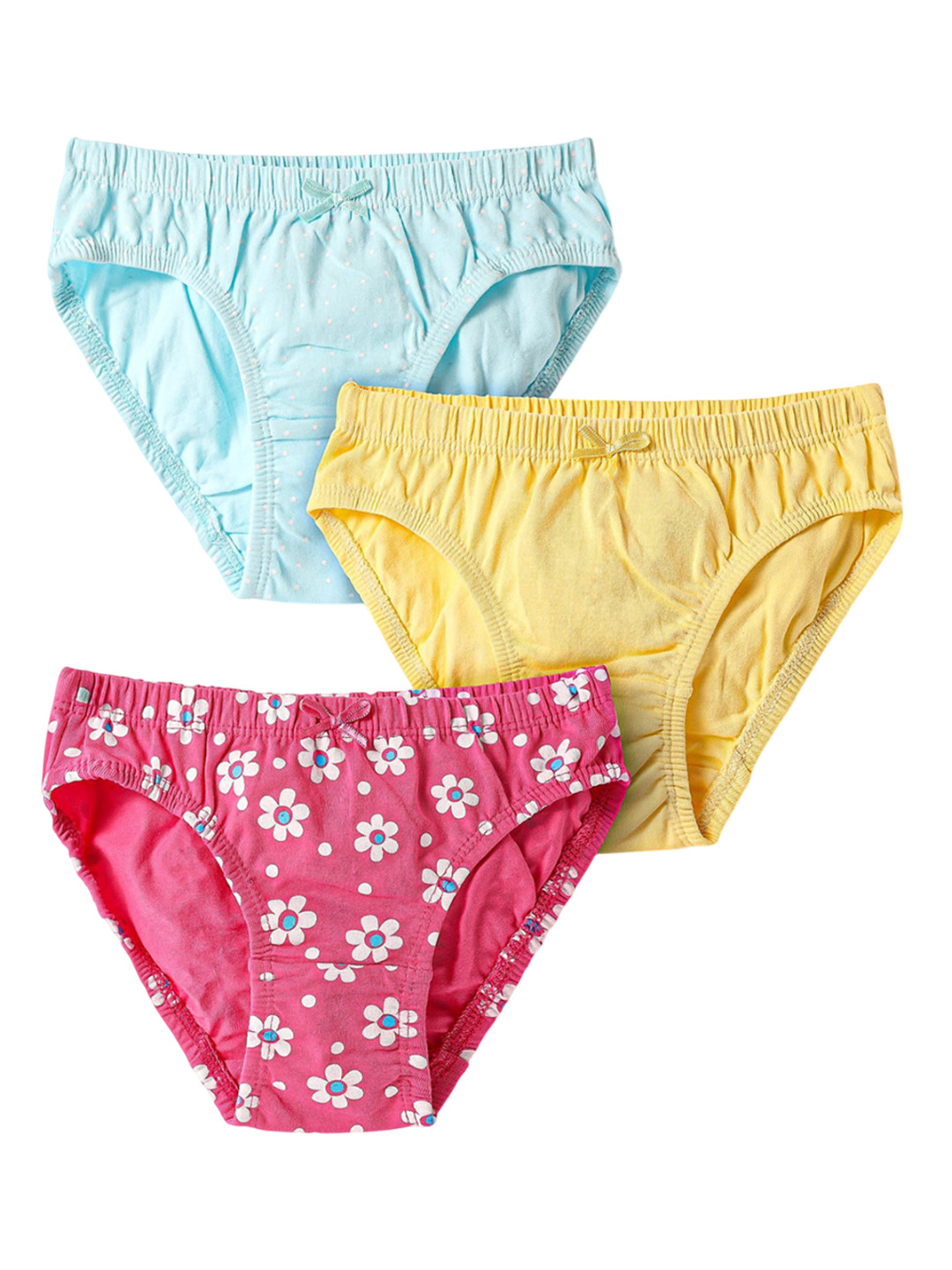 Honeyhap Girls Pack Of 3 Floral Printed Mid-Rise Basic Briefs 19893740
