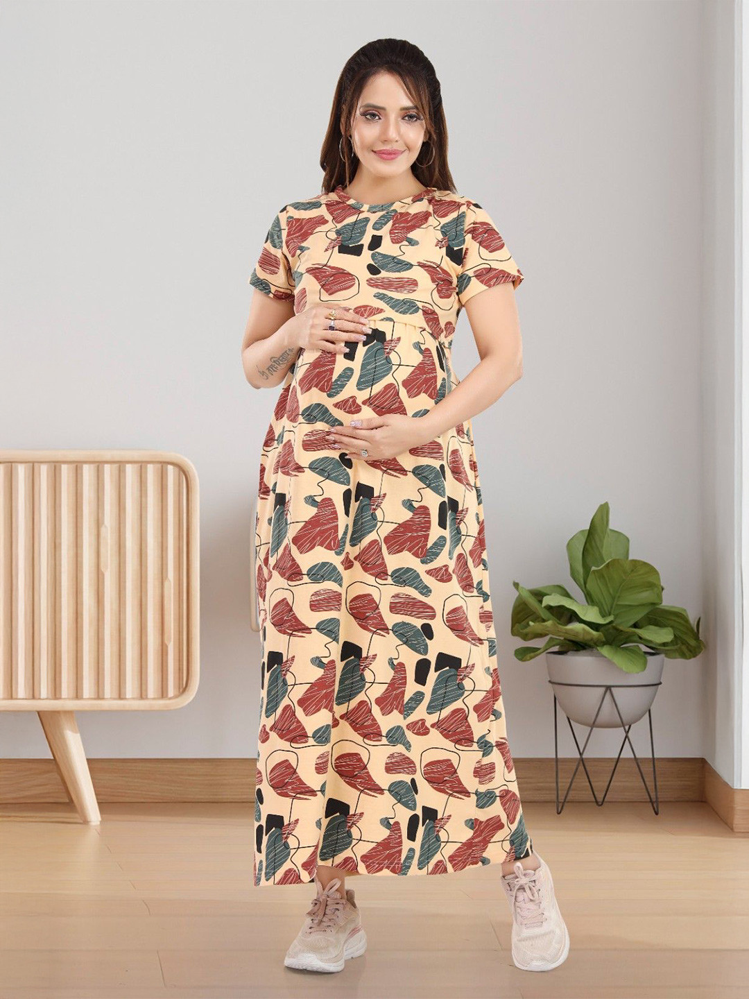 MomsBae Mosaic Printed Zipless Feeding Dress