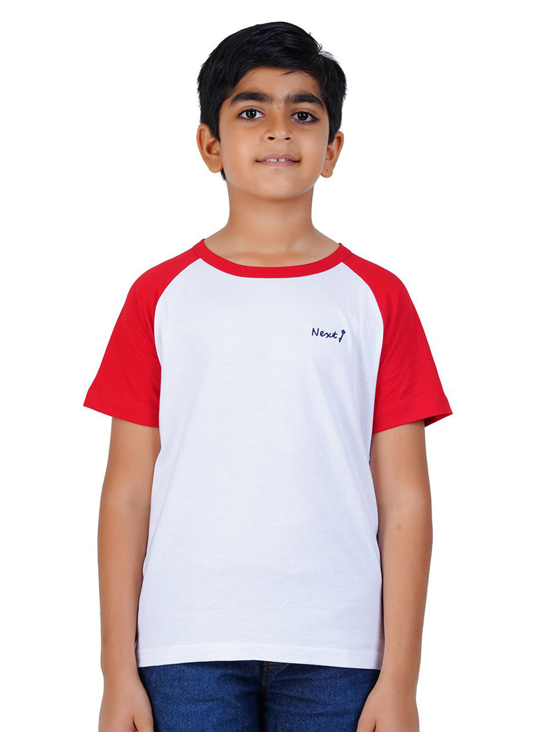 NEXT KEY Boys Colourblocked Round Neck Cotton T-shirt