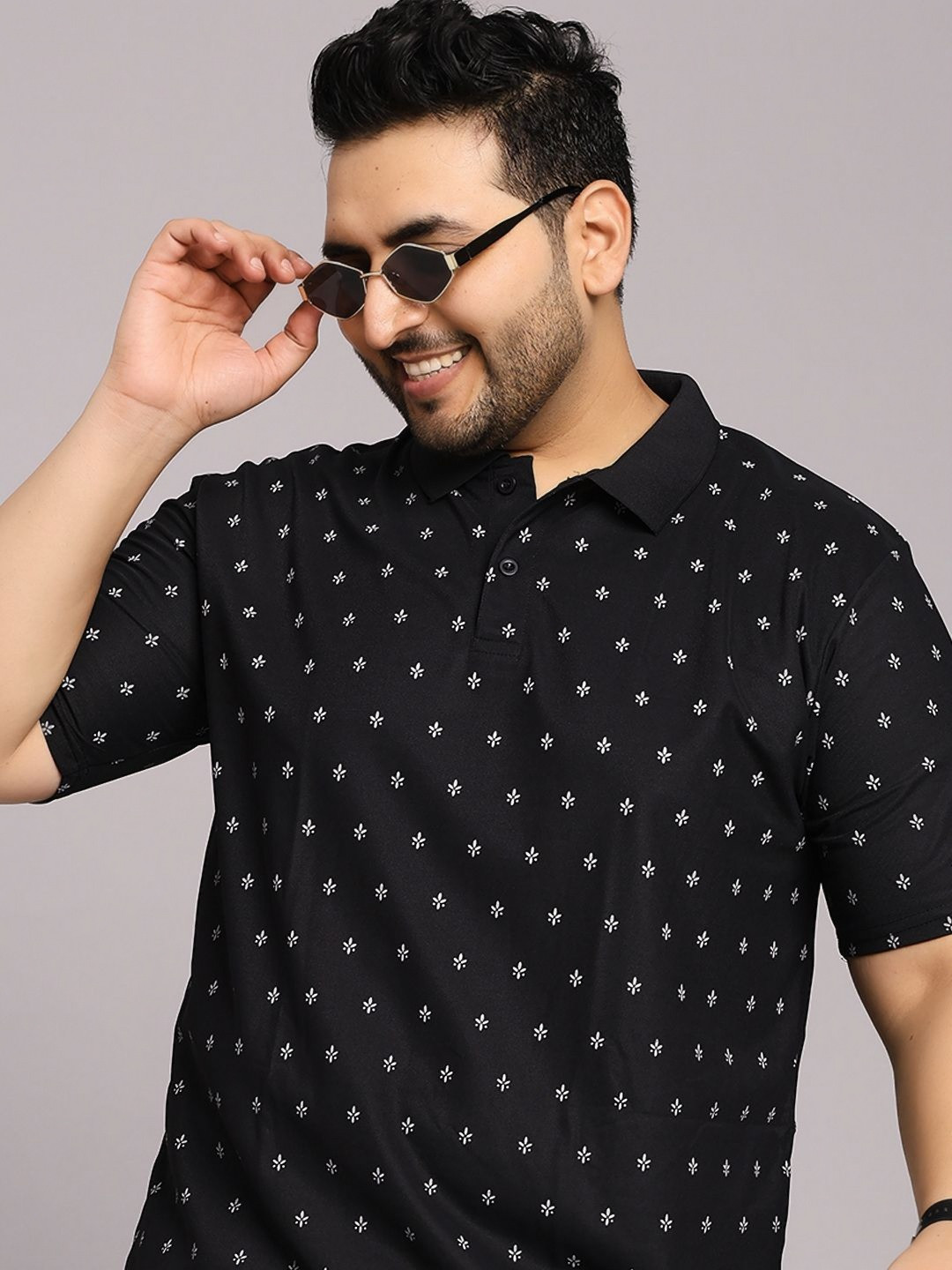 TIMBER HITCH Men Plus Size Conversational Printed Polo Collar T-shirt
