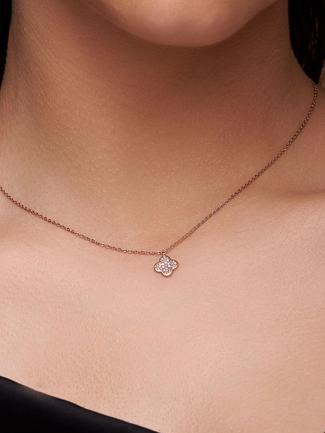 KYMEE 18K Gold Vermeil Clover Pendant With Chain