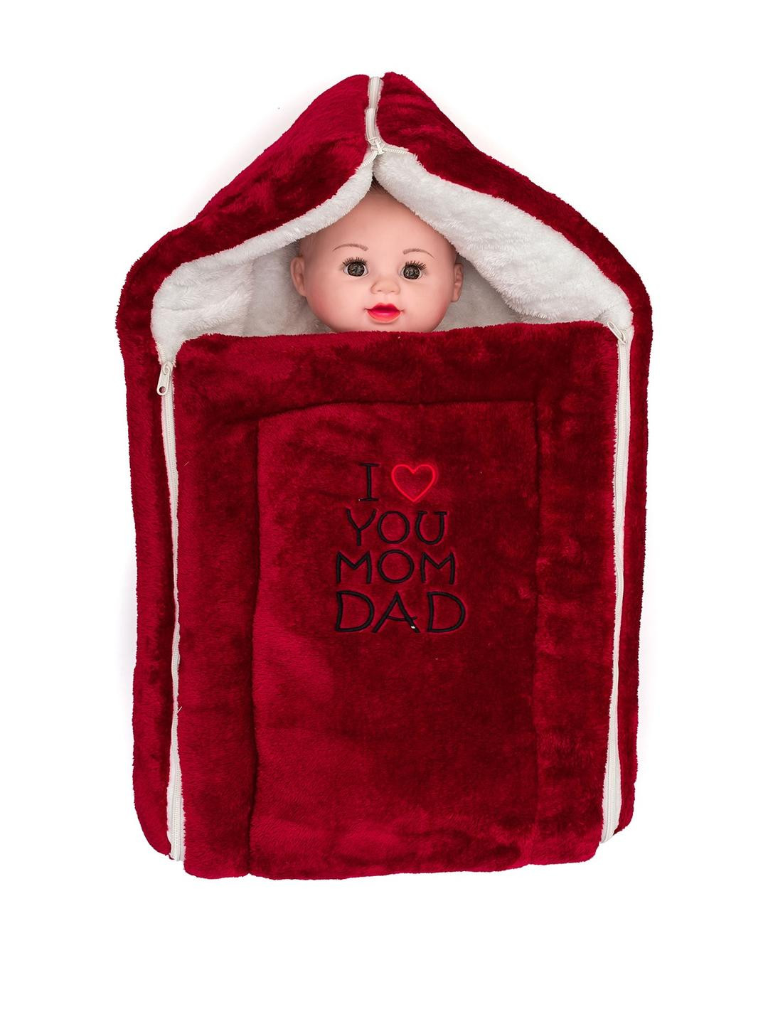 SIDLY PIDLY Unisex Baby Maroon Double Layered Supersoft Sleeping Bag