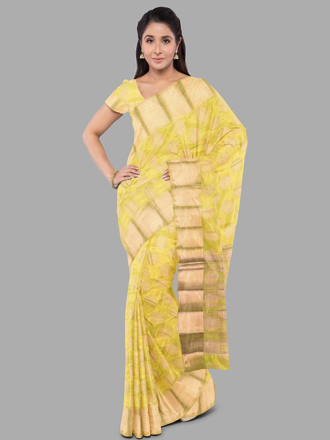 The Chennai Silks Woven Design Zari Jute Cotton Sarees