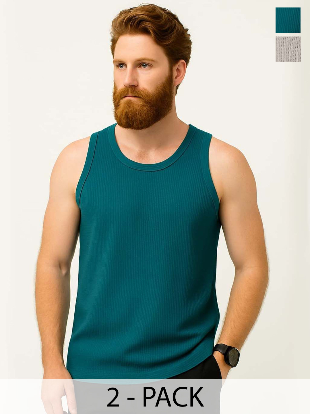 Organic Chics Pack Of 2 Waffle Textured Scoop Neck Tank Vests