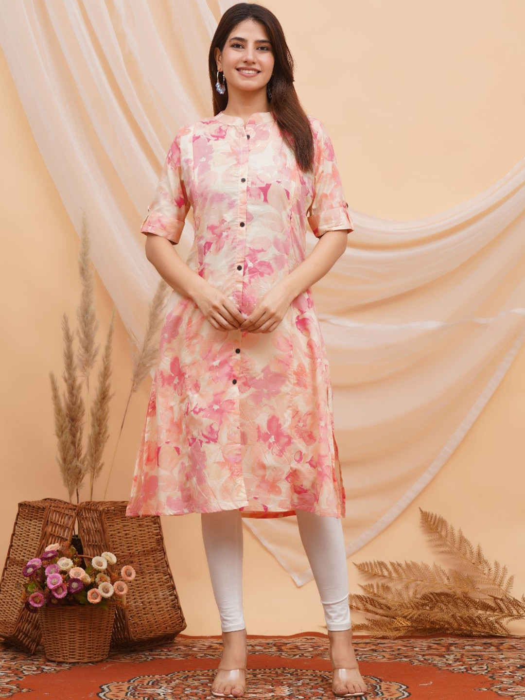 MomsBae Printed Pure Cotton A-Line Maternity Kurtas