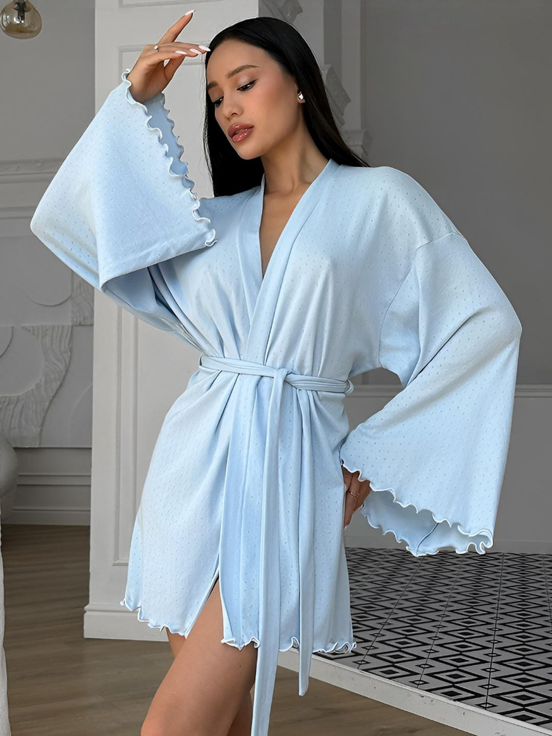 DressBerry Women Chic Solid Blue Loungewear