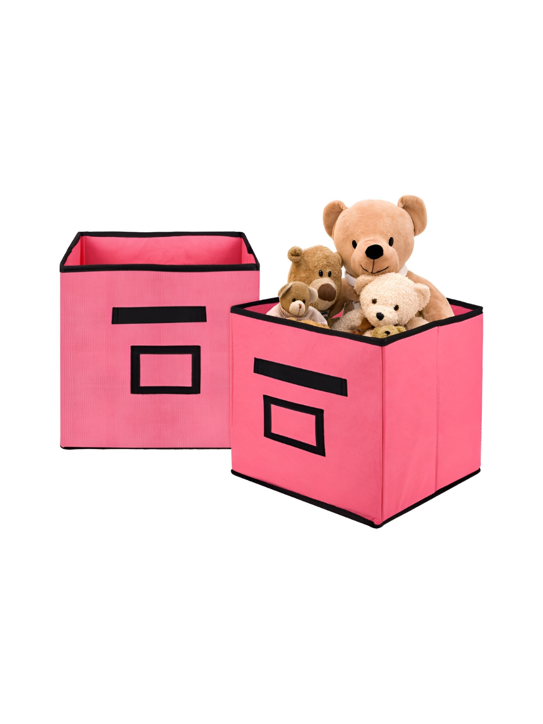 Aura Pink & Black 2 Pieces Plain Multi-Utility Organisers