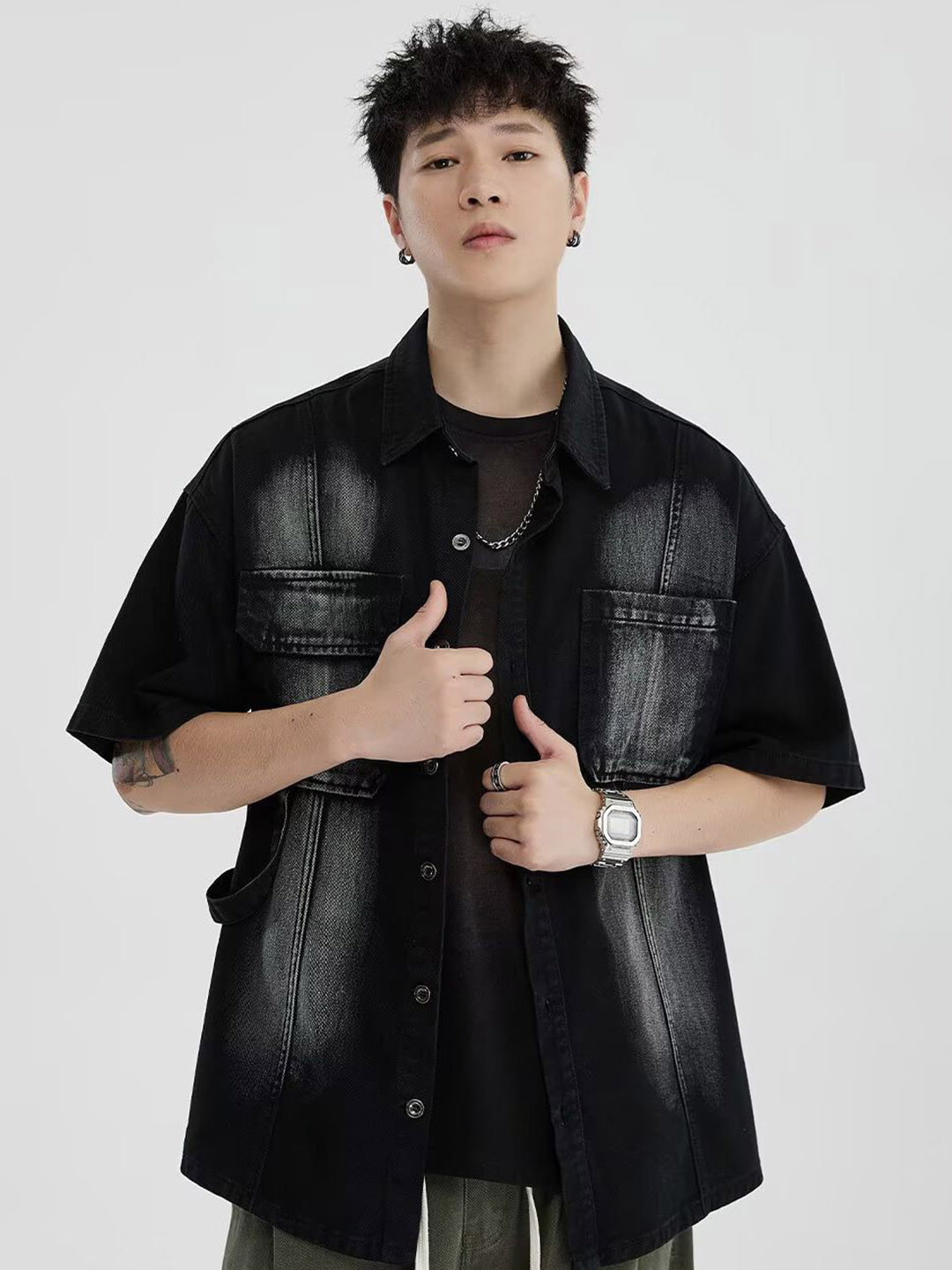 StyleCast x Revolte Men Faded Denim Jacket