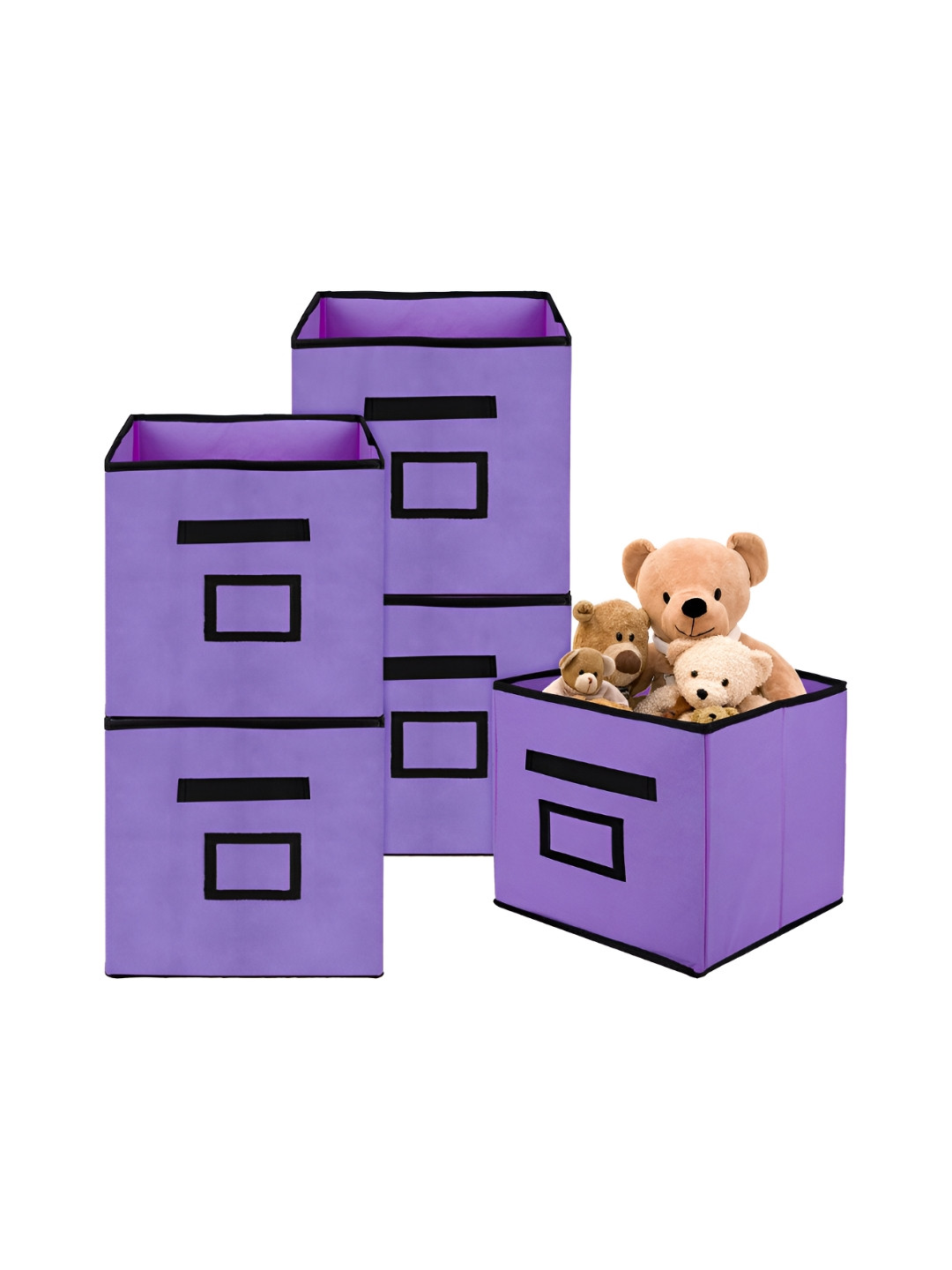 Aura Purple & Black 5 Pieces Storage Box Organisers