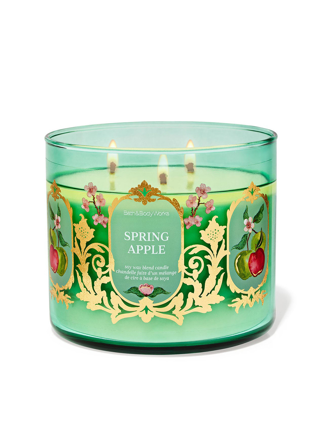 Bath & Body Works Spring Apple Soy Wax Blend 3-Wick Candle - 411 g